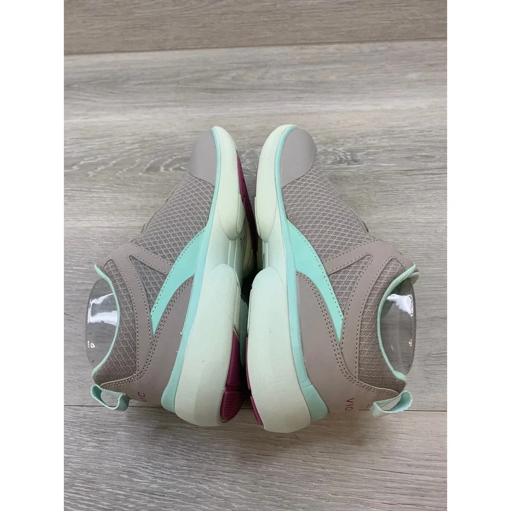 Vionic Krisha Walking Sneakers Taupe Mint Green Orthotic Shoes Women's 7 Wide
